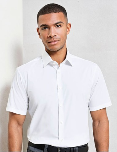 P-PR246-Mens Stretch Fit Poplin Short Sleeve Cotton Shirt